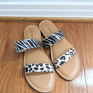 NWOB Time & Tru Sandal 8 Zebra Leopard Print Strap